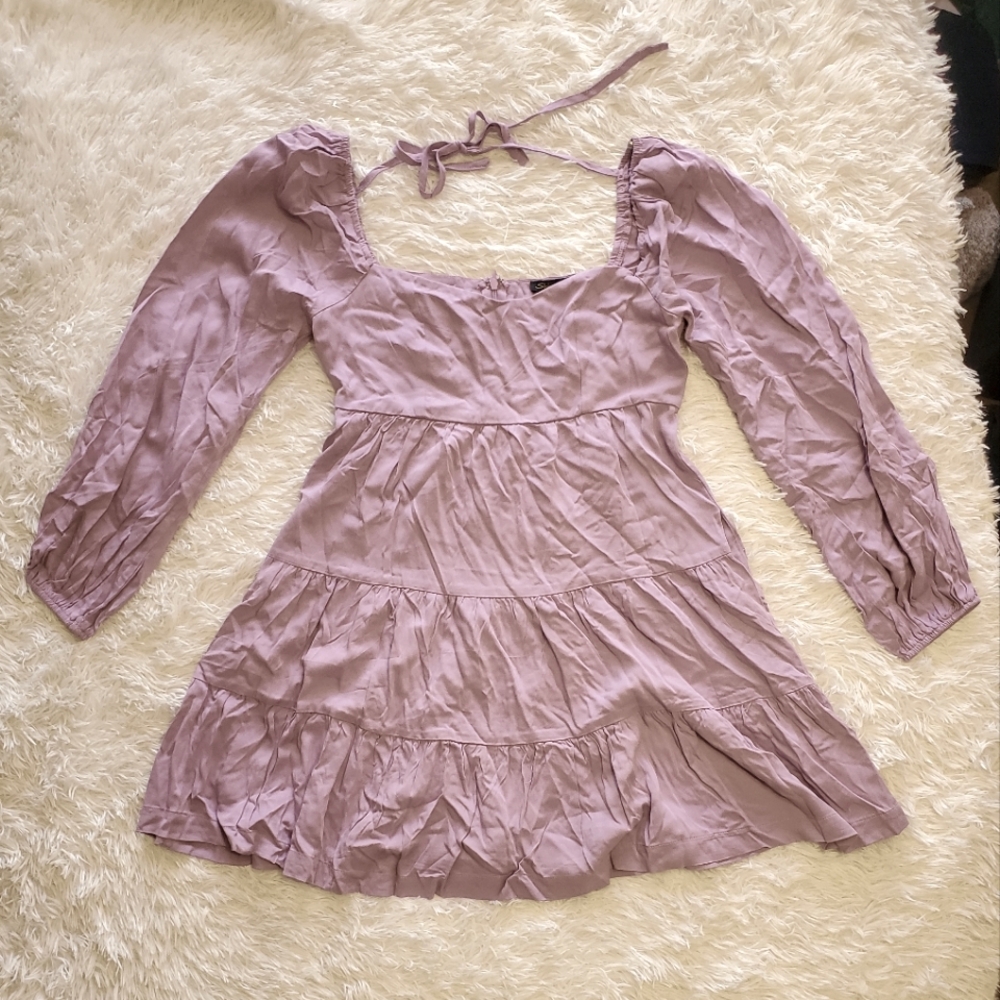 Shinestar Boho Chic Long Sleeved Tiered Mini Dress WITH Pockets!